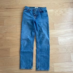 Agolde high rise straight leg jeans medium wash EUC